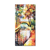 Tablou pictat manual living, dormitor, hol, Podul indragostilor, 80x40cm ulei pe panza in cutit, efect 3D, Fabulos