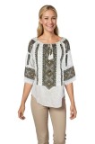 Bluza dama O25 alb/maro , marimea L