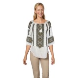 Bluza dama O25 alb/maro marimea S