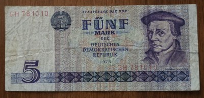 5 mark 1975 DDR / RDG, Germania foto