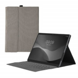 Cumpara ieftin Book Cover kwmobile pentru Microsoft Surface Pro 8 13&#039;&#039;, Textil, Gri, 56479.25