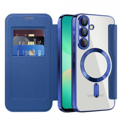Husa MagSafe pentru Samsung Galaxy A26 A266, Techsuit, SmartMag Book, Albastra foto