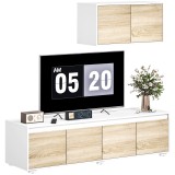 Set de 2 Piese pentru Televizor cu Dulap de Perete, Unitate de Divertisment Independenta pentru Televizoare, Natur HOMCOM | Aosom RO
