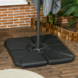 Outsunny 4 bucati baza de umbrela din plastic HDPE, umpluta cu apa si nisip pana la 18 kg, 103x103x8,3 cm, negru