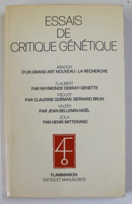 ESSAIS DE CRITIQUE GENETIQUE , 1979, DEDICATIE * foto