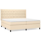 Cumpara ieftin Pat box spring cu saltea, crem, 200x200 cm, textil