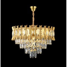 Candelabru Cristal HAMPTON Magno 8x E14, Diametru 60cm, Auriu Lucios, Inaltime Reglabila ModernLight Concept