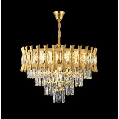 Candelabru Cristal HAMPTON Magno 8x E14, Diametru 60cm, Auriu Lucios, Inaltime Reglabila ModernLight Concept foto