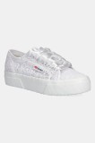 Superga teniși FLOWER MACRAME culoarea alb, S2136QW
