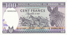 Rwanda 100 Francs 1989 &amp;#039;Zebre&amp;#039; UNC, clasor A1 foto