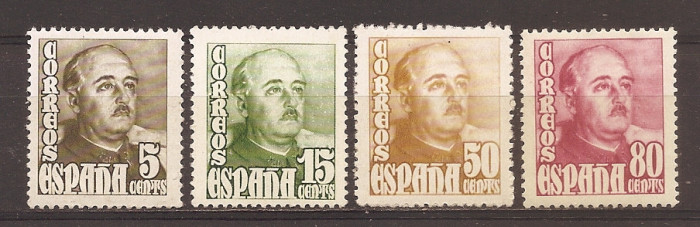 Spania 1948 - Generalul Franco, serie completa (inclusiv val. 0,80 cents), MNH