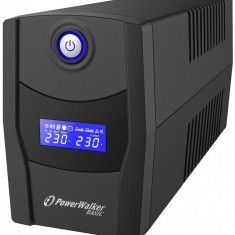 UPS line interactiv 800VA/480W, afisaj LCD, iesire 2xSchuko, baterie 12V/7.2Ah Powerwalker