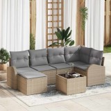 Cumpara ieftin Set de canapele pentru grădină cu pernă 7 pcs Bej Rattan poli
