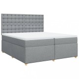 Cumpara ieftin Pat box spring cu saltea, gri deschis, 200x200 cm, textil