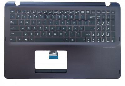 Carcasa cu tastatura palmrest Laptop, Asus, ZenBook Flip UX560UX, UX560UQ, UX560UQK, UX560UXK, 90NB0CE1-R30290, iluminata, violet, layout US foto