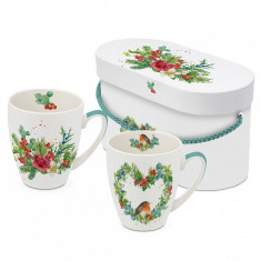 Set 2 cani - Robin Heart Flora - Xmas