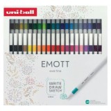 Fineliner UNI EMOTT PEM-SY, 0. 4mm, set 40 culori, cutie cadou cu clapeta si magnet