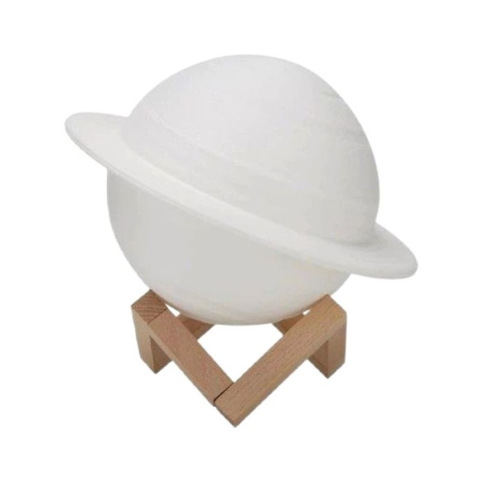 Lampă de veghe 3D Saturn, Alb Cald, Funcționare pe Baterii, Suport din Plastic Inclus, 13 cm - eMazing