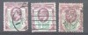 Great Britain 1902 King Edward VII x 3 1perfin Mi.105A K.14 used AM.401, Stampilat