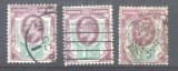 Great Britain 1902 King Edward VII x 3 1perfin Mi.105A K.14 used AM.401