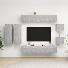 vidaXL Set de dulapuri TV, 8 piese, gri beton, lemn prelucrat