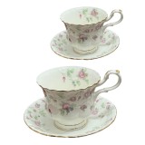 Serviciu Portelan Vintage Royal, 2 Cesti si farfurii, PINK BLOSSOM