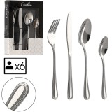 Set de tacamuri inox, 24 piese, pentru 6 persoane, cutit, lingura, furculita si lingurita, JollyMag, LONDON, STA7448