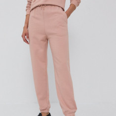 Samsoe Samsoe Pantaloni femei, culoarea roz, jogger, high waist