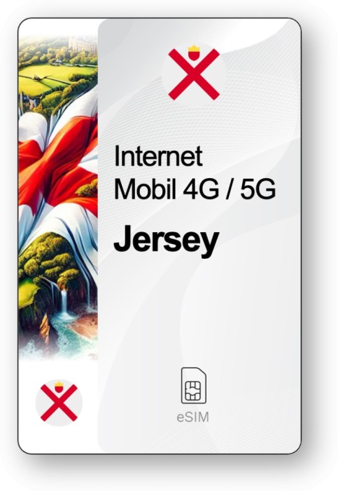 eSIM Internet Jersey, valabil 7 zile, trafic Nelimitat