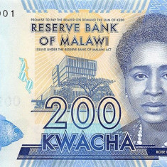 MALAWI █ bancnota █ 200 Kwacha █ 2016 █ P-60c █ UNC █ necirculata