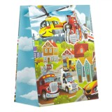 Sacoșă Cadou, Model Vehicule, M&acirc;ner Satinat, Multicolor, 18x10x23 cm, Oem