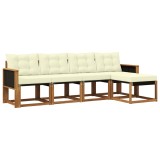 vidaXL Set de canapele de exterior cu pernă 5 pcs Natural și Crem 3381878