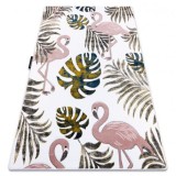 Covor PETIT GARDEN FLAMINGOS LUCRURI MONSTERA cremă, 140x190 cm