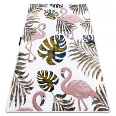 Covor PETIT GARDEN FLAMINGOS LUCRURI MONSTERA cremă, 200x290 cm foto
