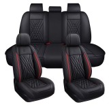 Set Huse Auto universale luxoase din piele ecologica, negru cu rosu pentru scaune fata si spate