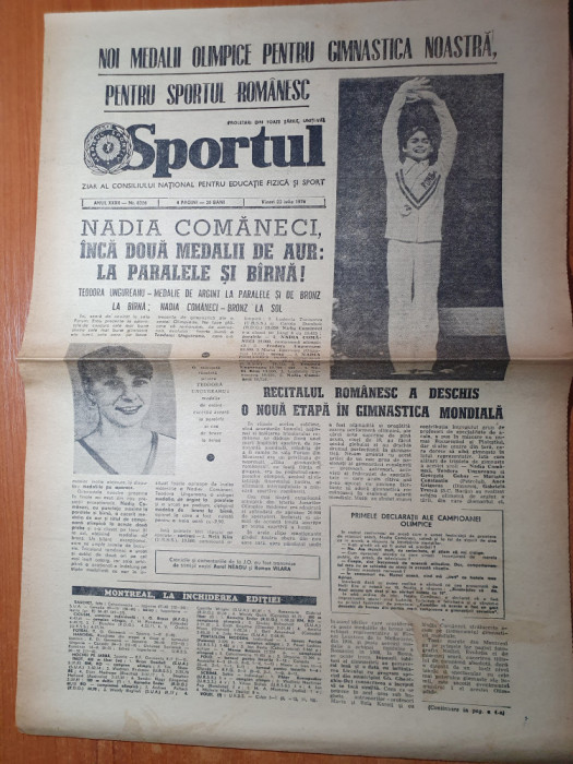sportul 23 iulie 1976-nadia comaneci inca 2 medalii de aur la paralele si barna