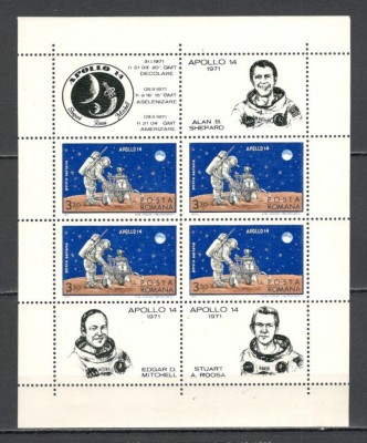 Romania.1971 Posta aeriana:Cosmonautica Apollo 14-Bl. YR.504 foto