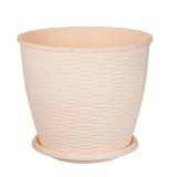 Set 11 Ghivece Ratan PVC Rotunde cu Farfurie CRL 6l Crem DNC32812