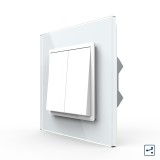 Cumpara ieftin Intrerupator Dublu Mecanic Cap Cruce LIVOLO cu Rama din Sticla - Serie Noua SmartElectro IntelligentHouse