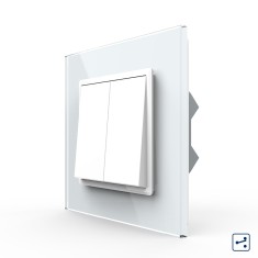 Intrerupator Dublu Mecanic Cap Cruce LIVOLO cu Rama din Sticla - Serie Noua SmartElectro IntelligentHouse foto