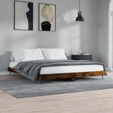 Cumpara ieftin Cadru pat fără saltea stejar fumuriu 120x200 cm, lemn prelucrat