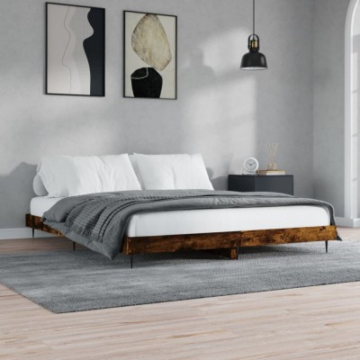 vidaXL Cadru pat fără saltea stejar fumuriu 120x200 cm, lemn prelucrat 832258 foto