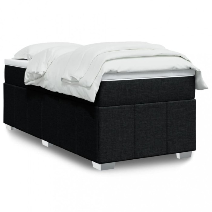 vidaXL Pat box spring cu saltea, negru, 80x200 cm, textil 3285430