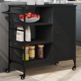 Cumpara ieftin Cărucior de bucătărie, negru, 87,5x38,5x84,5cm, lemn prelucrat