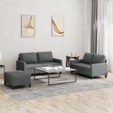 VidaXL Set de canapele cu perne, 3 piese, gri &icirc;nchis, textil