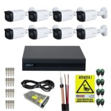 Kit supraveghere Dahua 8 camere 2MP IR 40m Lentila 2.8mm IP67, DVR 8 canale 1080N/720p, Accesorii montaj + Autocolant Rovision SafetyGuard Surveillanc