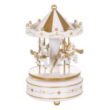 Carusel Muzical Crăciun, Model Alb, Plastic, &Icirc;nălțime 18cm, Diametru 11cm, Oem