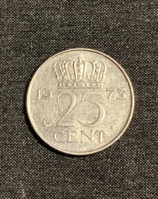 Moneda 25 cenți 1973 Olanda foto