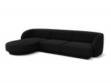 Coltar stanga 4 locuri, Miley, Micadoni Home, BL, 259x155x74 cm, catifea, negru