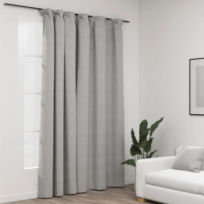 Draperie opaca, aspect de in, gri, 290 x 245 cm, cu carlige GartenMobel Dekor foto